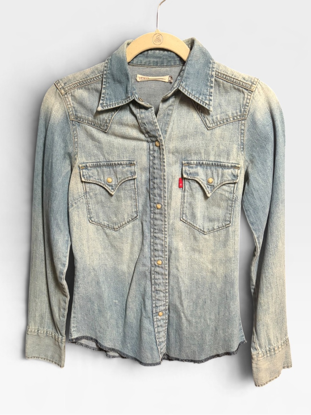 LEVIS DENIM JEAN PEARL SNAP BUTTON DOWN LONG SLEEVE SHIRT GS COND XS